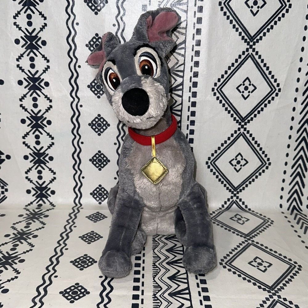 DISNEY STORE TRAMP PLUSH DOG 16" LADY AND THE TRAMP Stuffed Disney Plush
